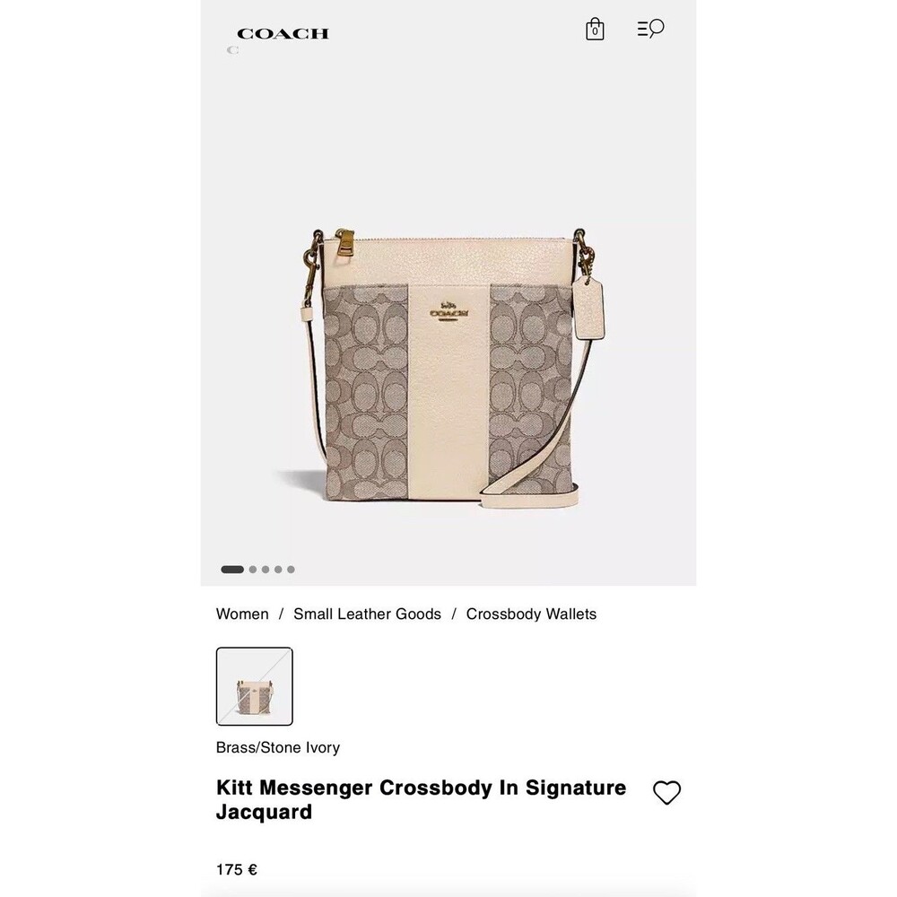 NWT! COACH Signature Jacquard Kitt Stone Ivory Messenger Crossbody Bag